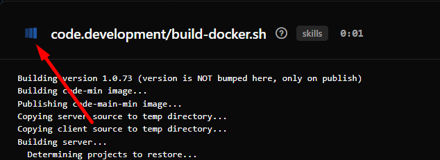 Stop button in the Script Output dialog header to terminate a running script