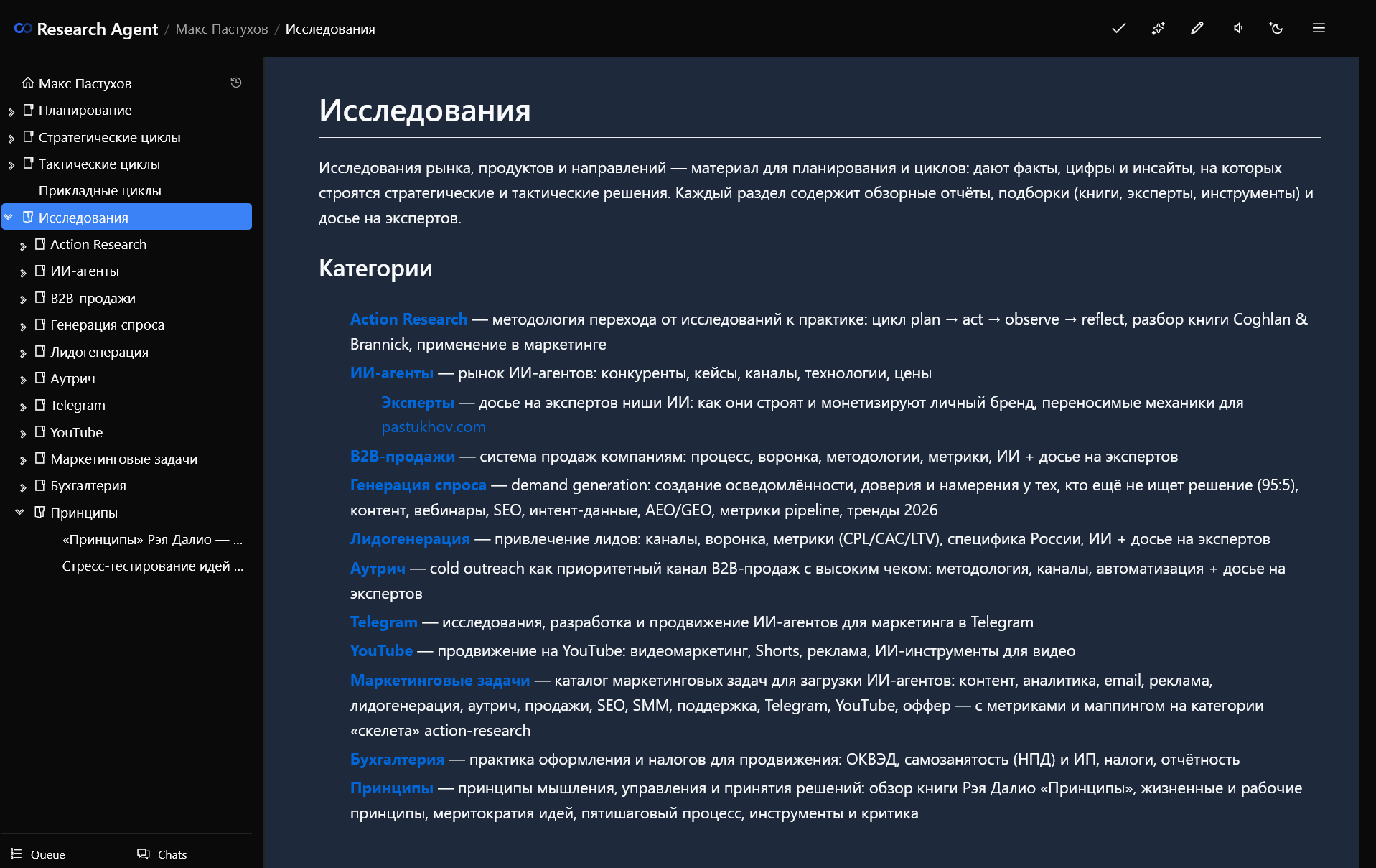 Встроенные исследования по маркетингу и продажам